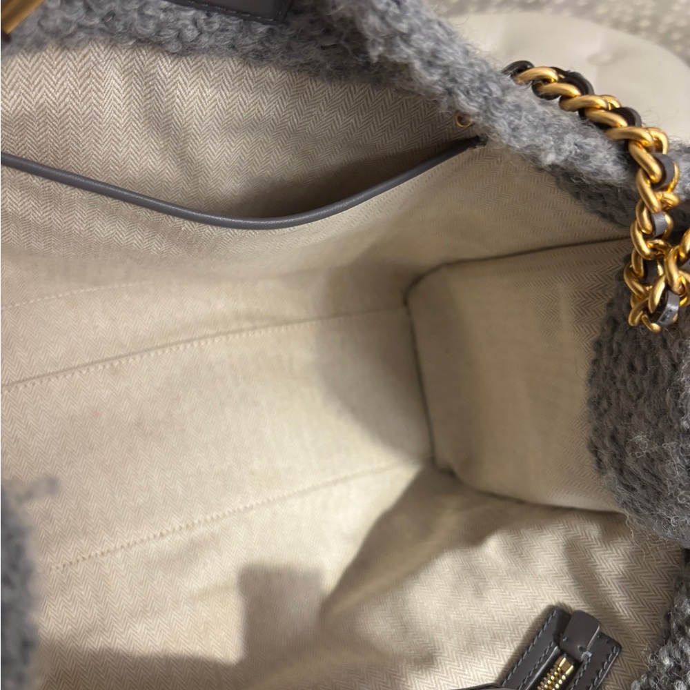 Tory Burch Ella Gray Boucle Tote Bag - Picture 9 of 10